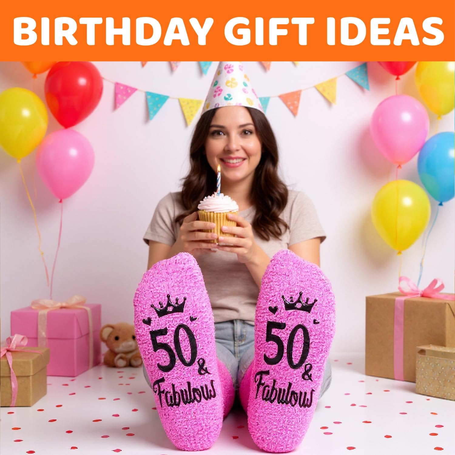 HAPPYPOP 50TH Birthday Gifts for Her - Women Socks for 50 Year Olds for Middle Aged Female Friends - Image 6