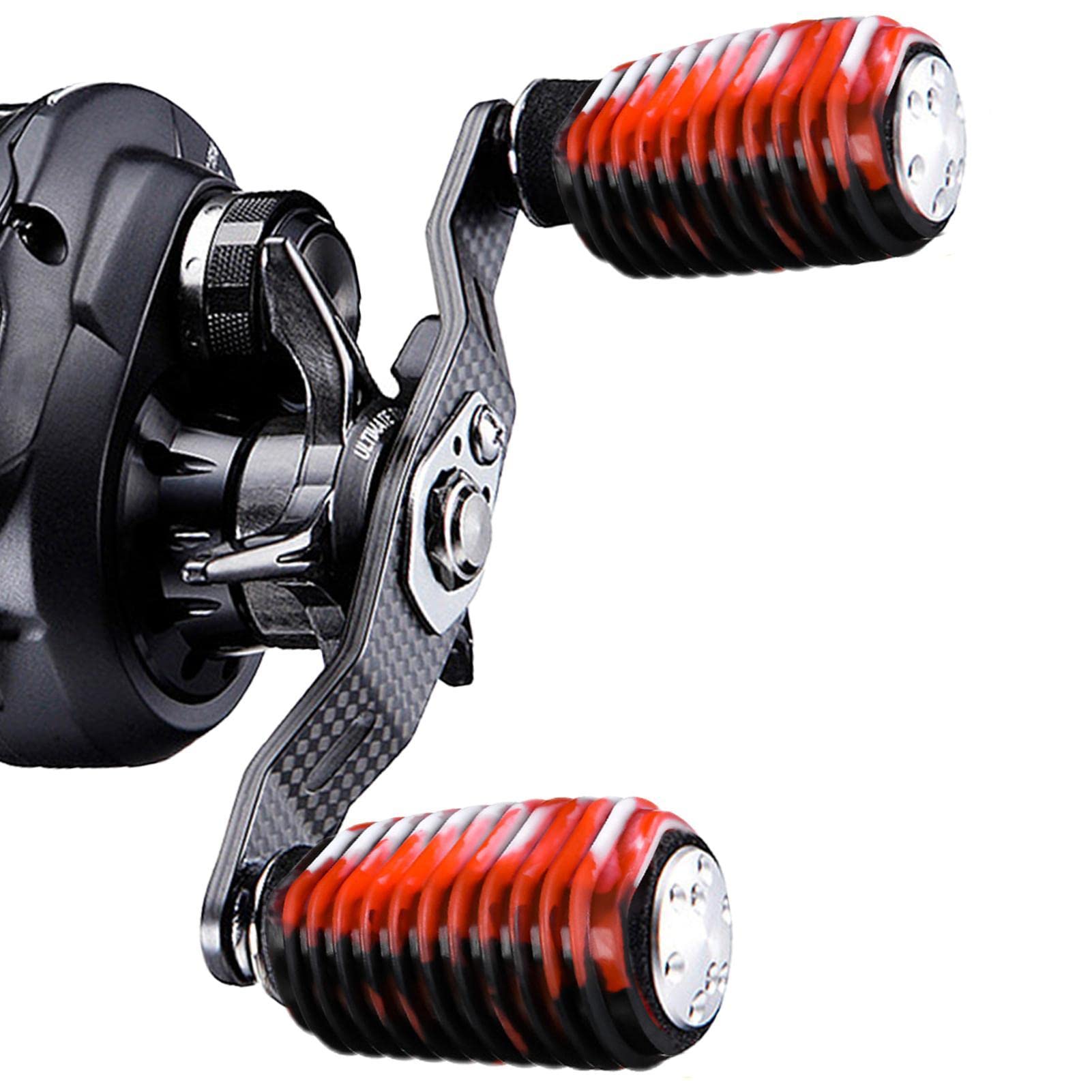 Veeteah Reel Handle, Fishing Reel Handle Grip Sleeve with Silicone, Elastic Silicone Reel Non-Slip Baitcaster Knob Decorate Covers for Casting Or Reel