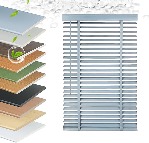 Faux Wood Blinds 2 Inch Cordless, Room Darkening Mini Venetian Horizontal Blinds & Shades for Indoor Windows, Office, Living Room, Bedroom, Multiple Colors