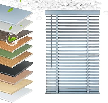 Faux Wood Blinds 2 Inch Cordless, Room Darkening Mini Venetian Horizontal Blinds & Shades for Indoor Windows, Office, Living Room, Bedroom, Multiple Colors