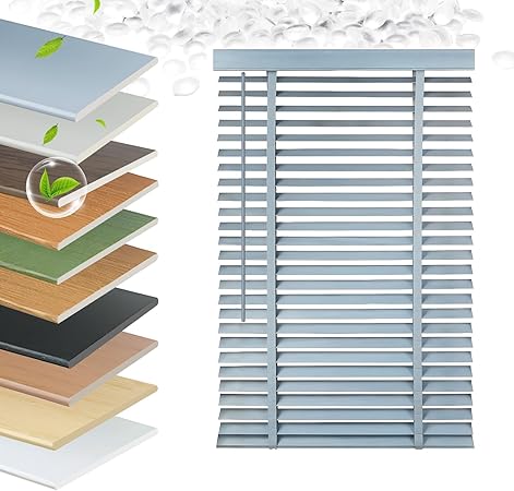 Faux Wood Blinds 2 Inch Cordless, Room Darkening Mini Venetian Horizontal Blinds & Shades for Indoor Windows, Office, Living Room, Bedroom, Multiple Colors