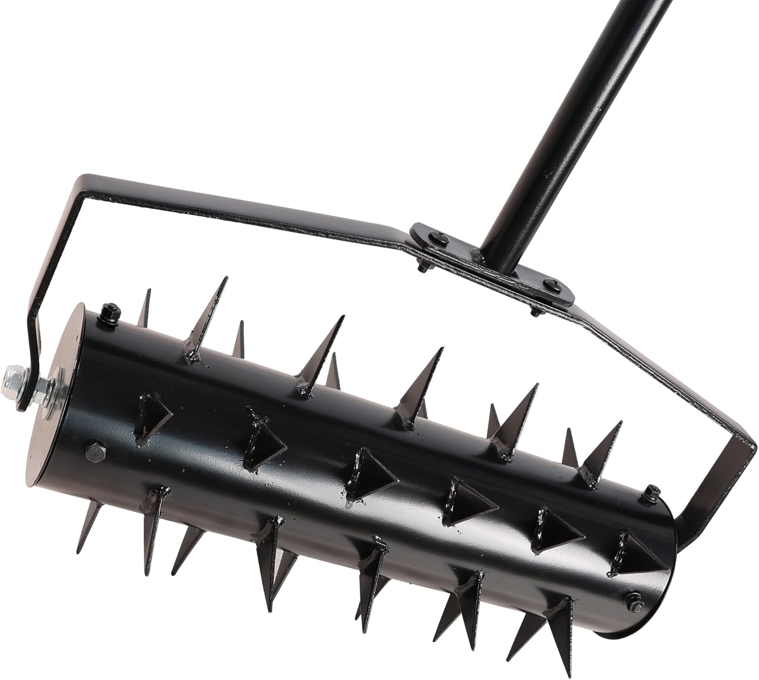 Heavy Duty Lawn Aerator Tool - Manual Push Aerator for Grass, Yard & Garden with 12 Spikes, Upgraded Soil Penetrator for Lawn Aeration, Hand Held Aerator Lawn Tool for Healthier Soil (Black)