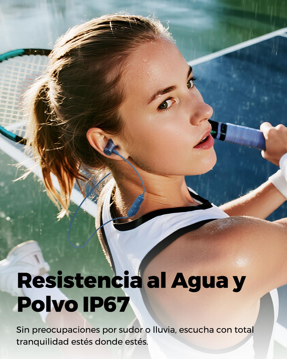 SoundPEATS Q40HD Auriculares Inalámbricos Deportivos con LDAC Hi-Res, 20H de Batería, IP67 Impermeables, Cancelación de Ruido AI, Sonido Envolvente 360°, Bluetooth Neckband con Mic y Control de Cable