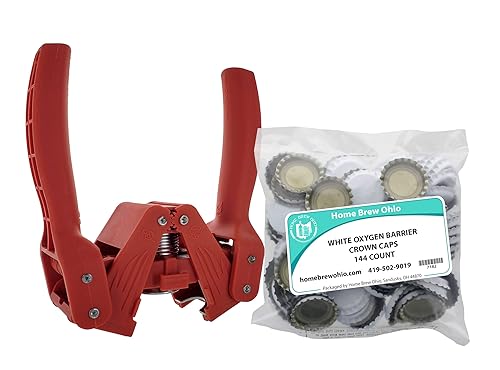 The Red Beauty - Taponadora de botellas con tapa de corona de barrera de oxígeno blanco, 144 unidades