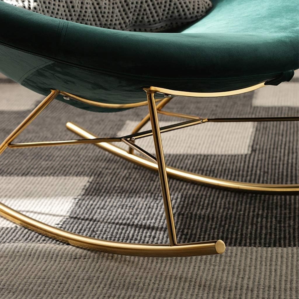 Single Rocking Chair Smooth Rocking Motion Metal Round Cushion Hollow Leisure Lounge Chair Suitable for Terrace Living Room