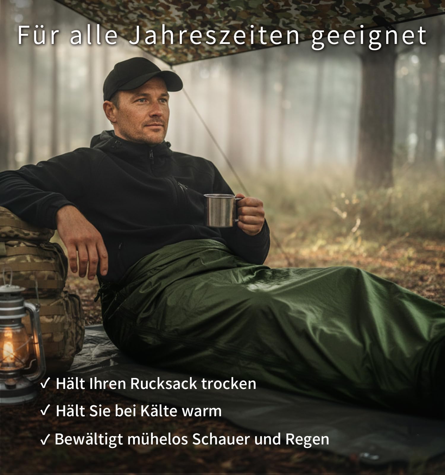 Litume Biwaksack Schlafsack-Überzug – Wasserdichter & Ultraleichter Notfall-Schutz im Mumien-Stil – Kompakt Biwak-Zelt für Trekking, Bushcraft, Rucksacktouristen & Outdoor Survival Ausrüstung