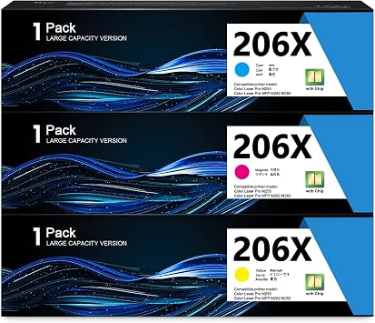 206X Toner Cartridge 3 Pack Cyan/Magenta/Yellow Replacement for HP 206X