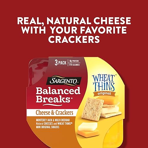 Miniatura 5 de Sargento Balanced Breaks Cheese & Crackers, Monterey Jack & Mild Cheddar Natural Cheeses and WHEAT THINS - Mini kit de aperitivos originales,