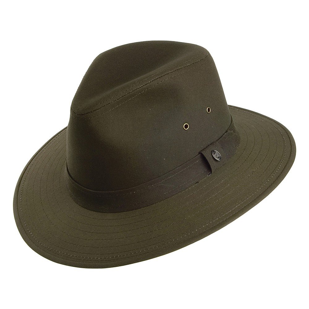 Jaxon & James Oilcloth Safari Fedora Hat - Olive - Medium