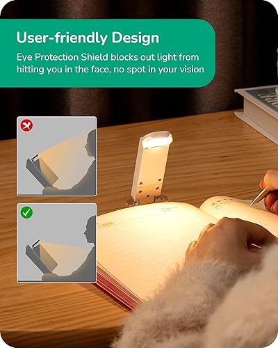 Miniatura 5 de EDISHINE Luz de libro para leer en la cama, lámpara LED recargable por USB, marcador de clip, 2 modos de iluminación, luz de lectura para el cuidado