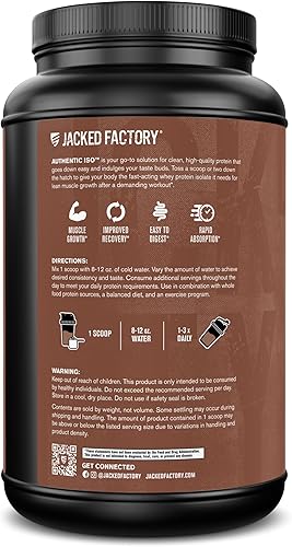 Miniatura 7 de Jacked Factory Auténtico polvo aislado de proteína de suero alimentado con pasto ISO  Bajo en carbohidratos, proteína de construcción muscular sin