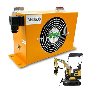 AH0608T-CA 12VDC Hydraulic Air Cooler Fan 60L/Min Low Noise and Power Usage Compatible with 1-2 Ton Mini Excavators, Fit for Agrotk Q12, H12, QH12, H15, Etc # AH0608T