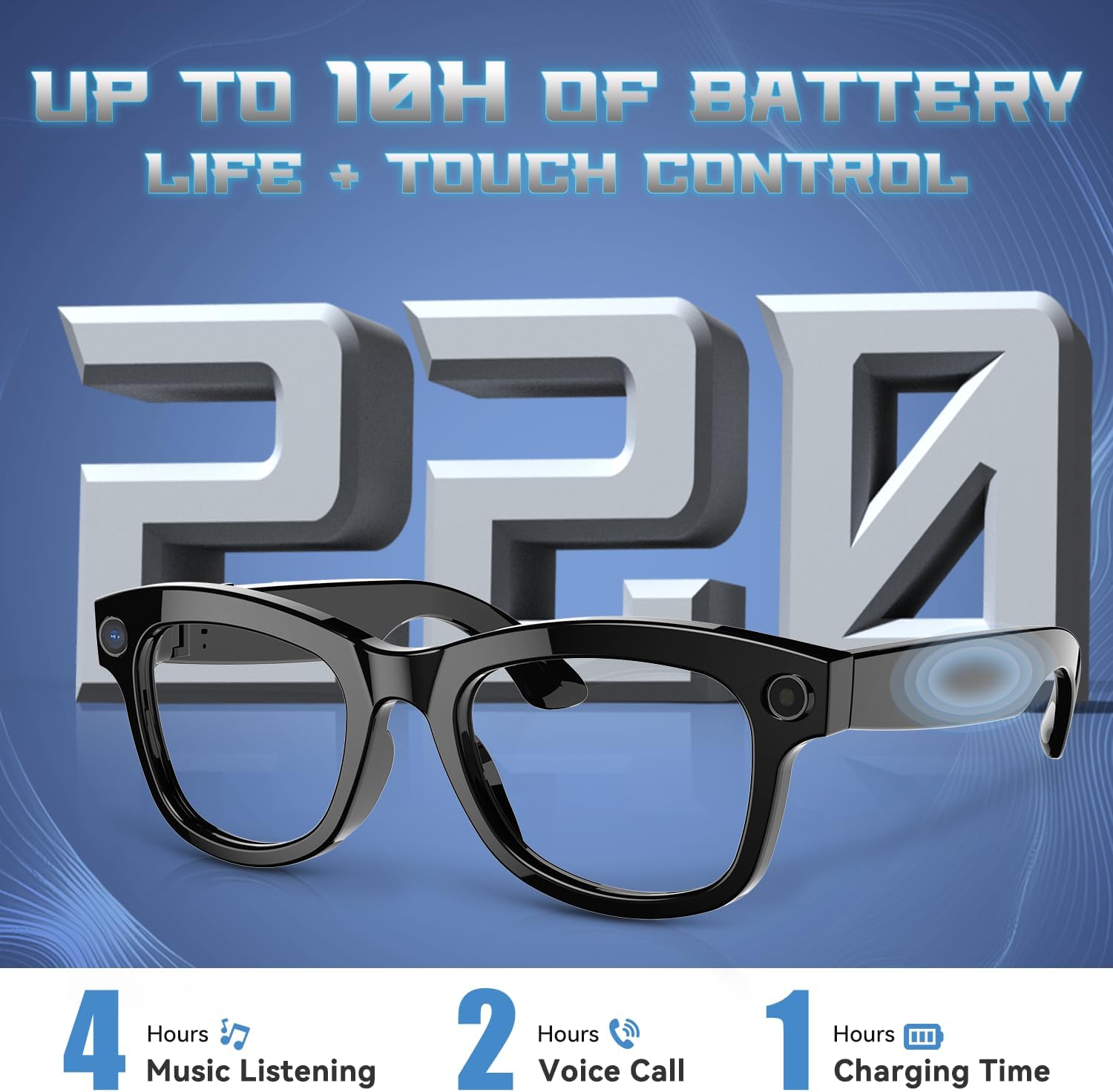 AI Smart Glasses with Camera, 1080P Video Recording Sunglasses, ENC Noise Reduction, Wireless Music & Calls, Real Time Translation, Open-Ear Audio for Travel, Meetings & Vlogging