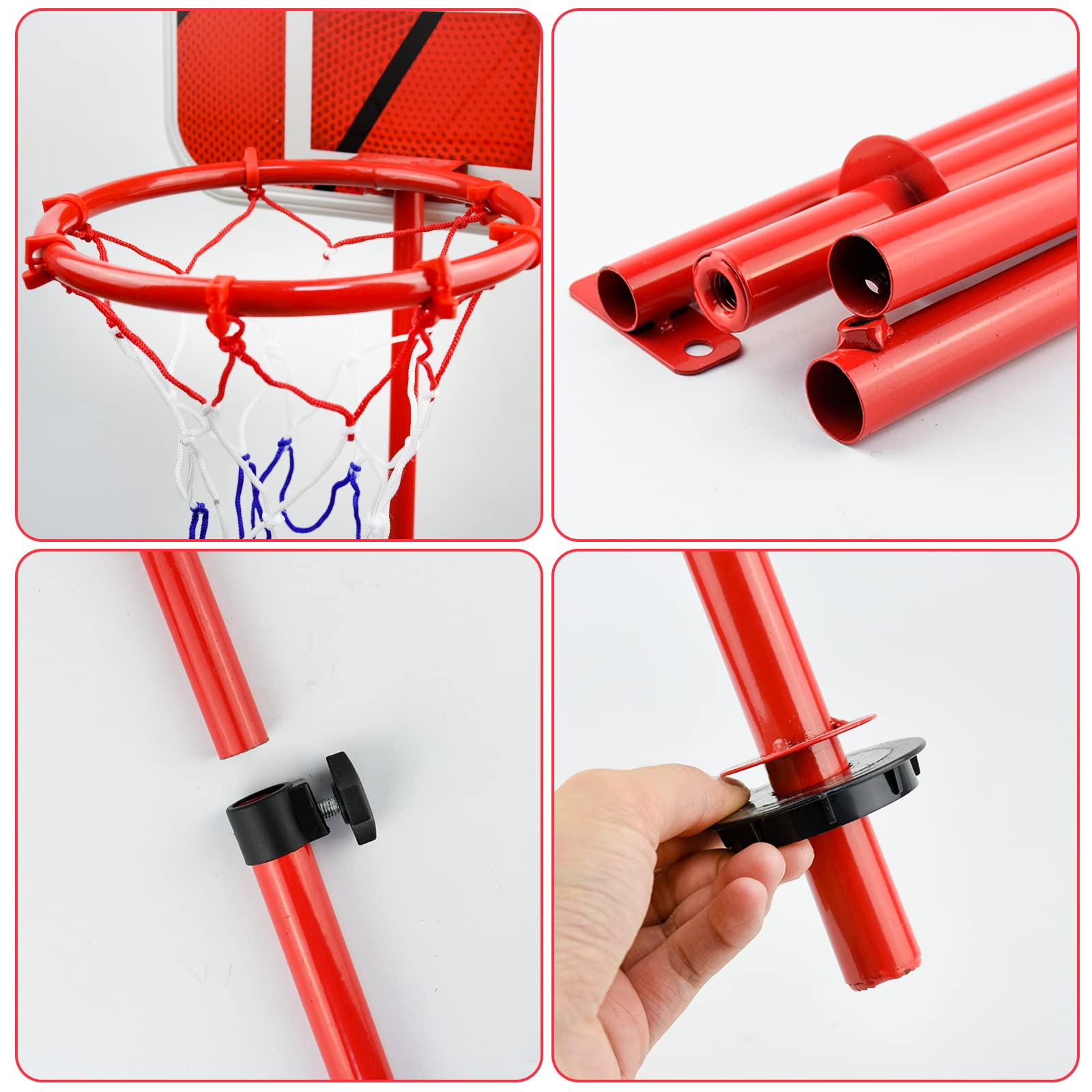 Panier Basket Enfant, AolKee Panier de Basket-Ball Portable 50CM-150cm pour Enfants, Panier de Basket-Ball réglable pour intérieur extérieur, avec 3 balles, Filet, Pompe