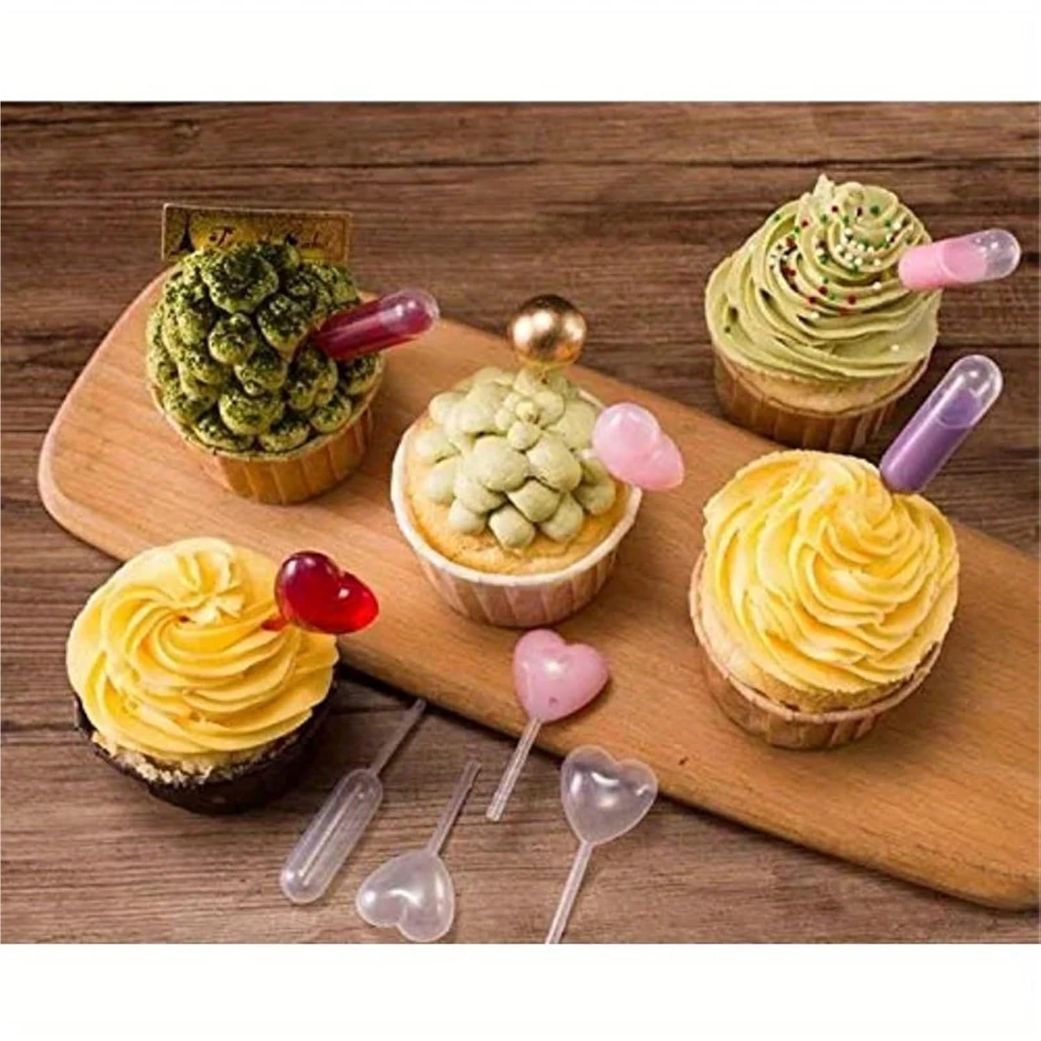 Cupcakes Pipettes 500 PCS Liquid Squeeze Droppers Juice Straw Dropper Jam Cupcake Sauce Transfer Pipettes Cake Dessert Tools(Cylindrical)