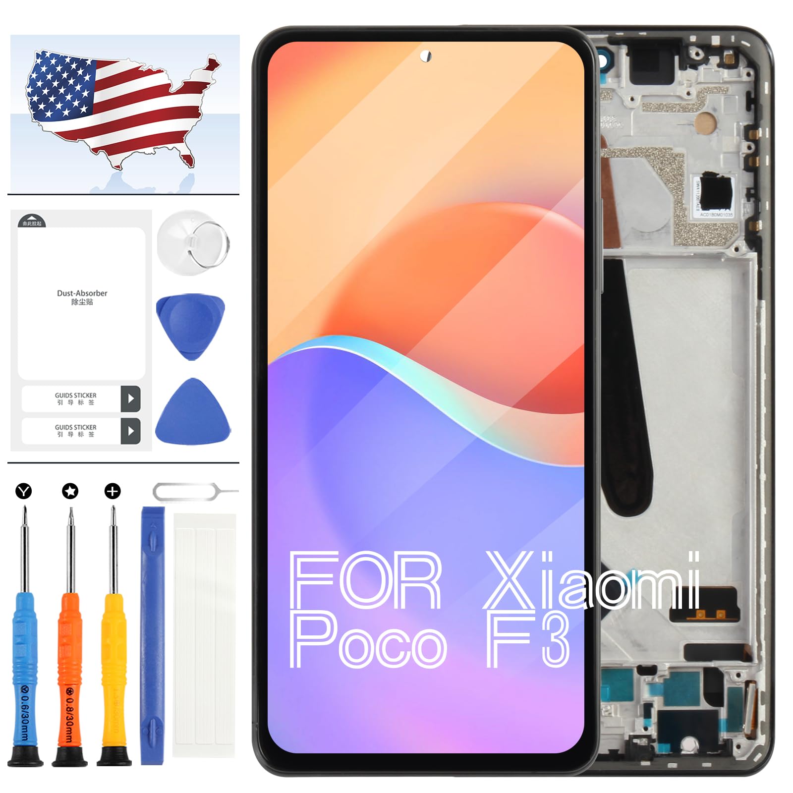 TFT for Xiaomi Poco F3 Screen Replacement for Xiaomi MI 11X LCD Screen for Xiaomi Poco F3 M2012K11AG LCD Display Touch Digitizer Assembly Repair Kits(