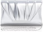 Clutch Purses for Women, Pleated Shimmer Patent Leather Evening Bag, Elegant Envelope Clutch Bag for Wedding Prom