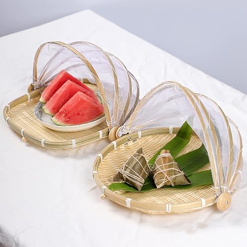 Miniatura 6 de Cesta de bambú para servir alimentos con tapa, cesta cuadrada tejida a mano para pan y verduras, contenedor de almacenamiento de alimentos a prueba