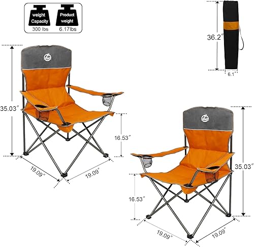 Miniatura 4 de Juego de 3 sillas de campamento al aire libre, silla de campamento acolchada plegable, juego de conversación plegable con un sofá, dos sillas