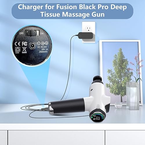 Miniatura 2 de Cargador para Fusion Black Pro Deep Tissue Massage Gun Reemplazo para Fusion Black Pro Massage Gun 24V 1A o 25.2V 1A Adaptador de corriente