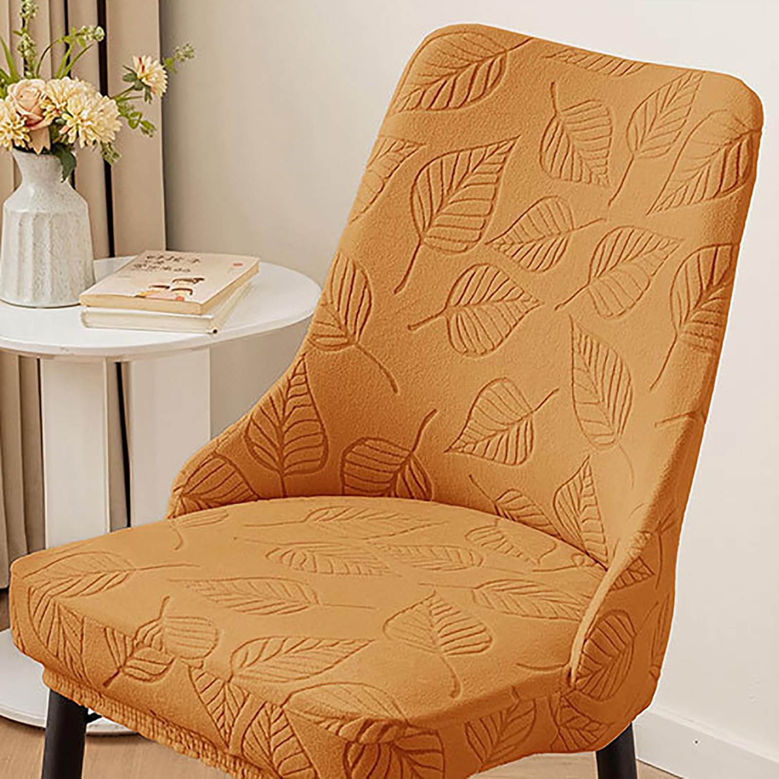 Wingback, Set di 2 coprisedie da pranzo con schienale alto, per banchetti e decorazione della casa (arancione, confezione da 4)
