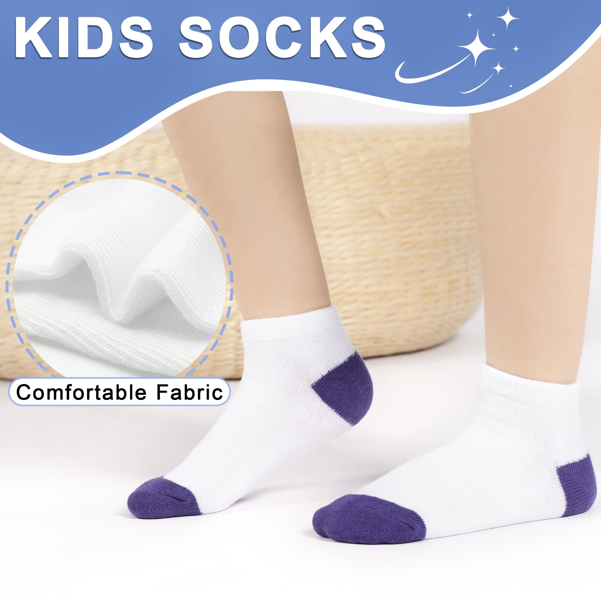 ZERULETS 25 pares de calcetines para niños pequeños, calcetines cortos de corte bajo para niños y niñas de 1 a 14 años