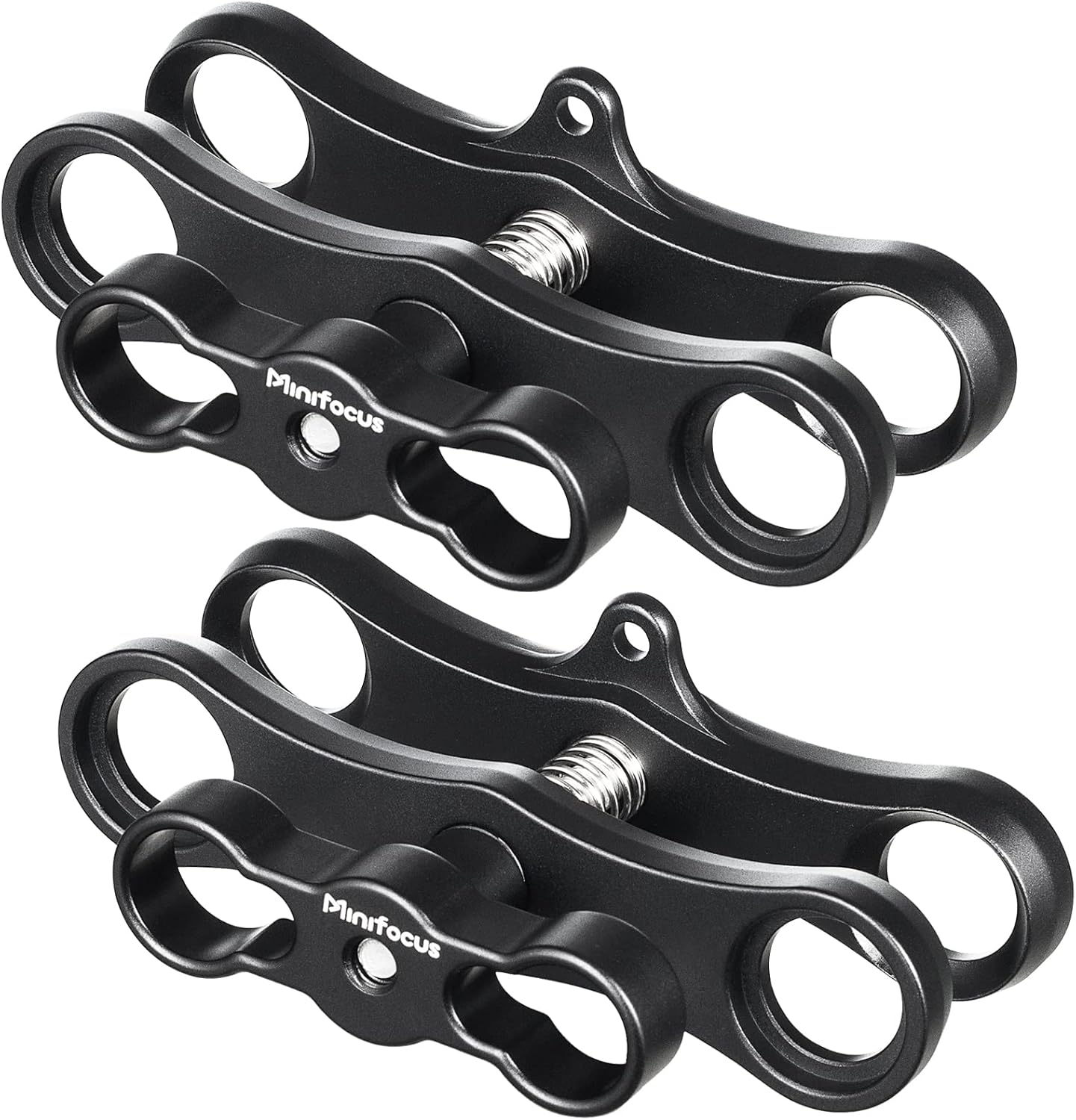 MINIFOCUS 1" Long Ball Clamp Dual Holder Mount for Underwater Photography Diving Light System, Compatible for GoPro Action Camera Flashlight Arms System(2 PCS)