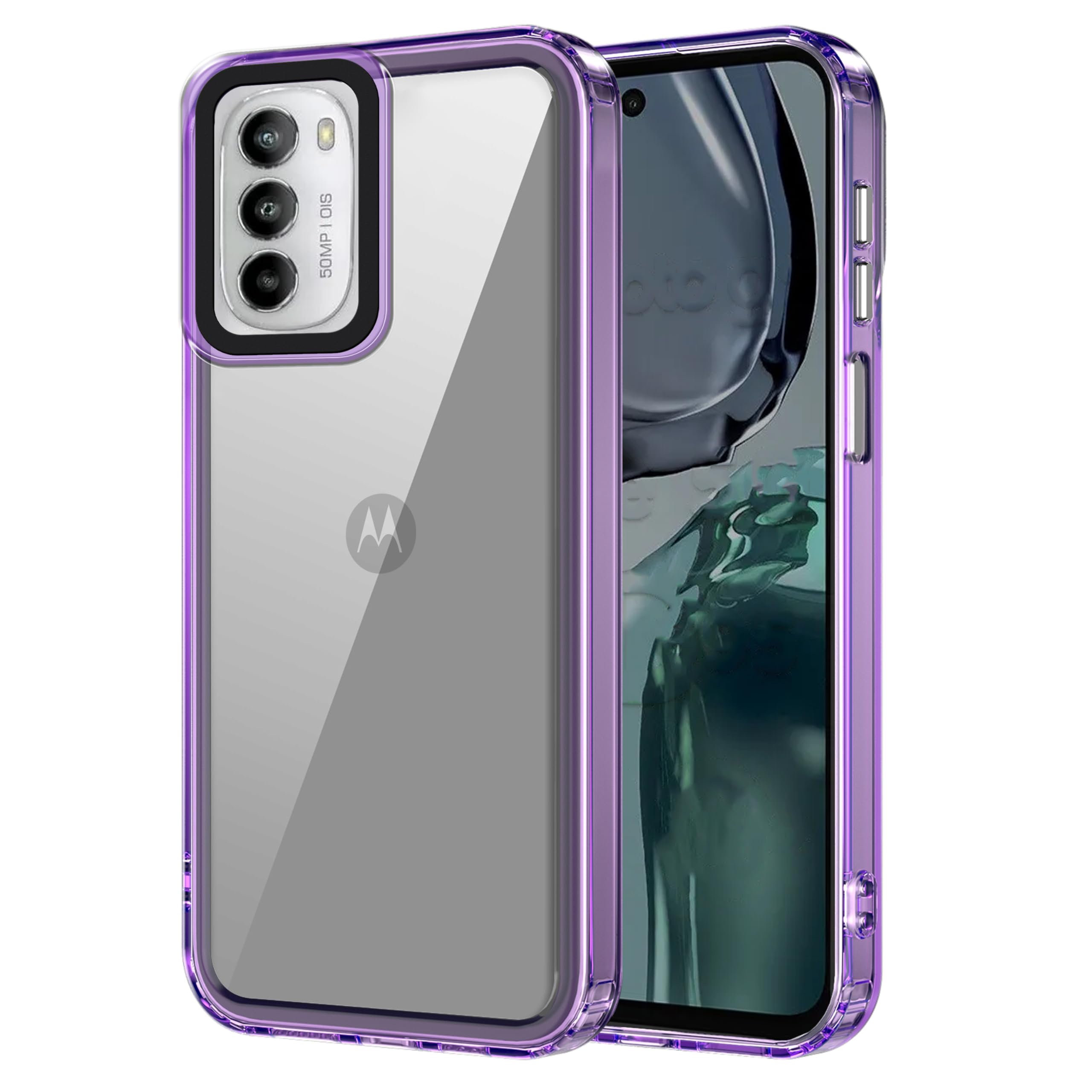 amazon basics Back Case Cover for Motorola Moto G82 5G (TPU + PC_Translucent Purple)