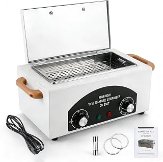 WQV CH-360T 2L 220°C Dry Heat Sterilizer - High Temp Autoclave with Timer for Nail Tools, Barber & Esthetician Equipment
