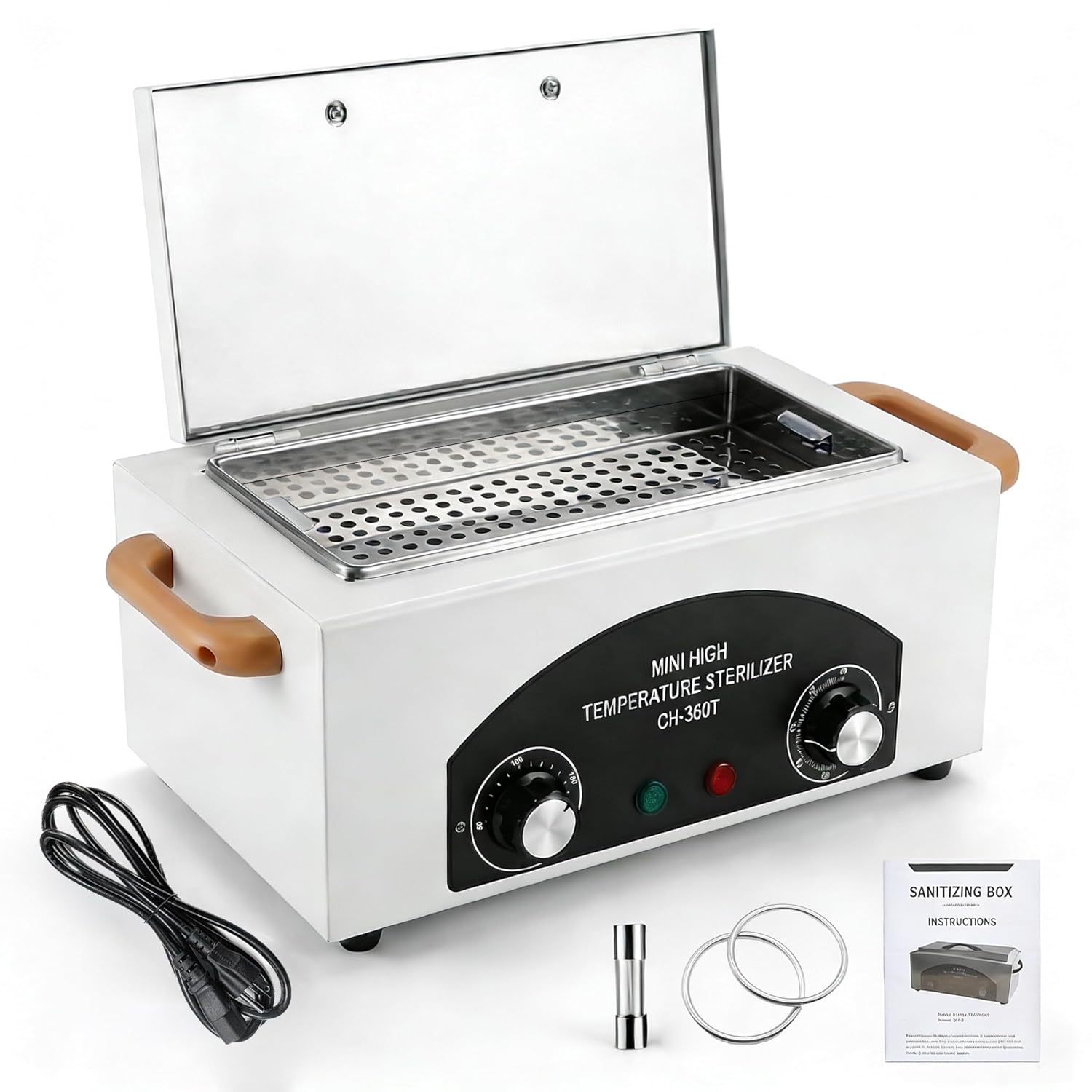 WQV CH-360T 2L 220°C Dry Heat Sterilizer - High Temp Autoclave with Timer for Nail Tools, Barber & Esthetician Equipment