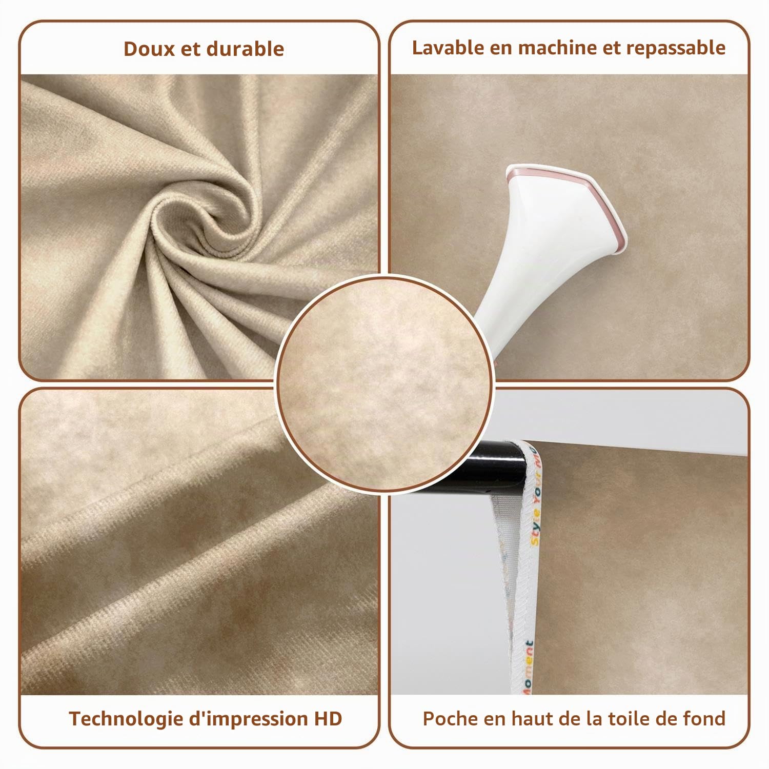 Kate 5x7ft/1.5x2.2m Light Brown Photo Toile de Fond Microfibre réutiliser Abstrait pour Studio de Photographie