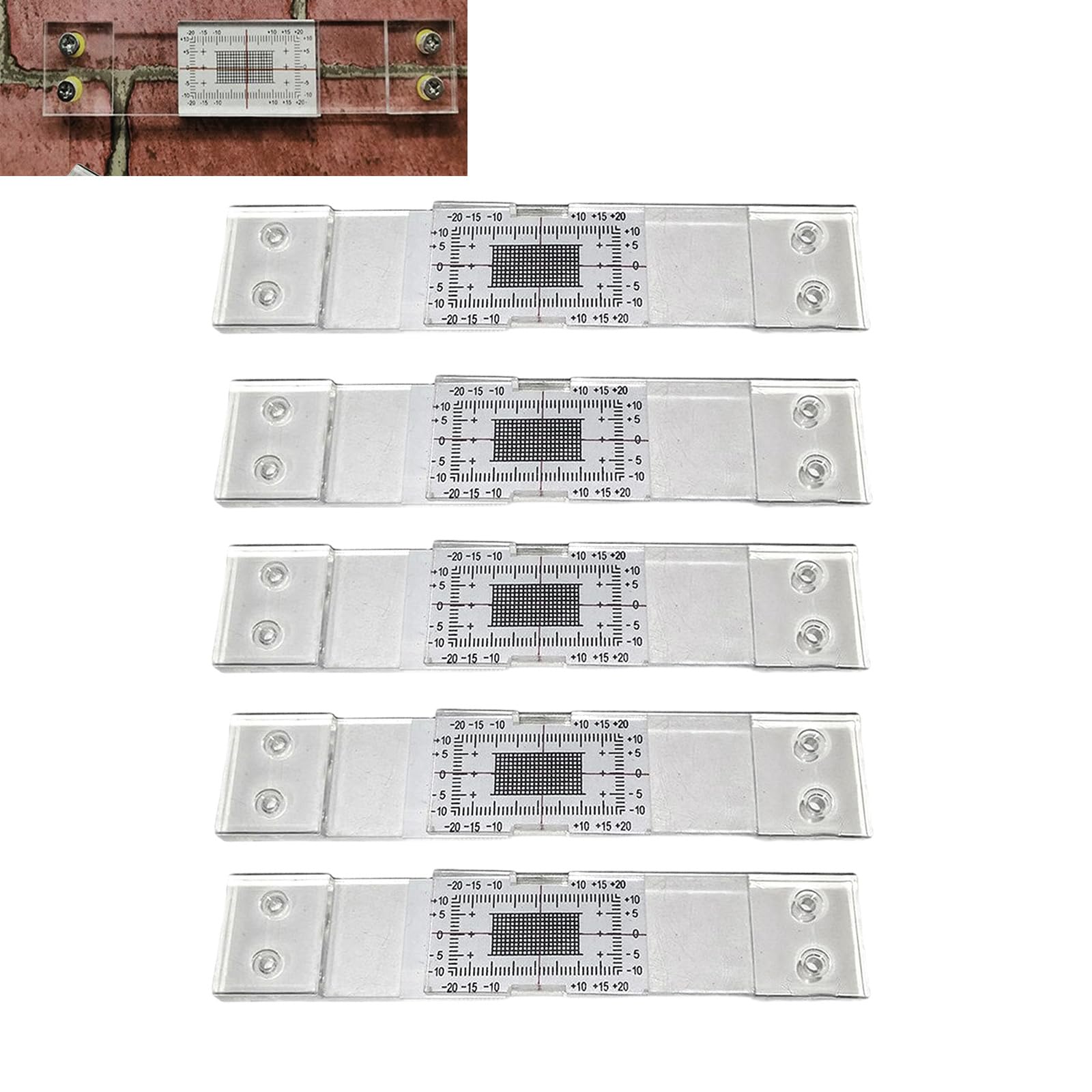 Monitor Di Fessura, 5 Pezzis Fessurimetri Per Crepe, Fessurimetro Da Parete Manuale, Kit Di Registrazione Del Monitoraggio Delle Fessure, Strumento Misurazione Della Fessura Della Porta