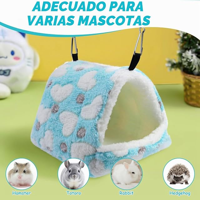 Foto 5 de 8 de Cueva de Animales pequeños Azul, Cama de Invierno para hámster, Nido cálido de algodón de Peluche