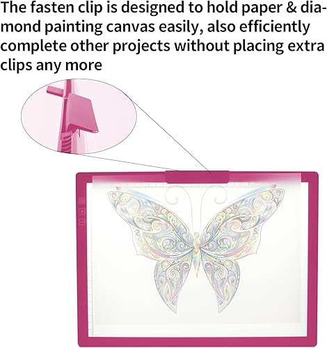 Miniatura 27 de TOHETO Almohadilla de luz LED brillante recargable A3 con bolsa de transporte, 6 niveles y sin escalones, 3 colores, atenuación de brillo, caja