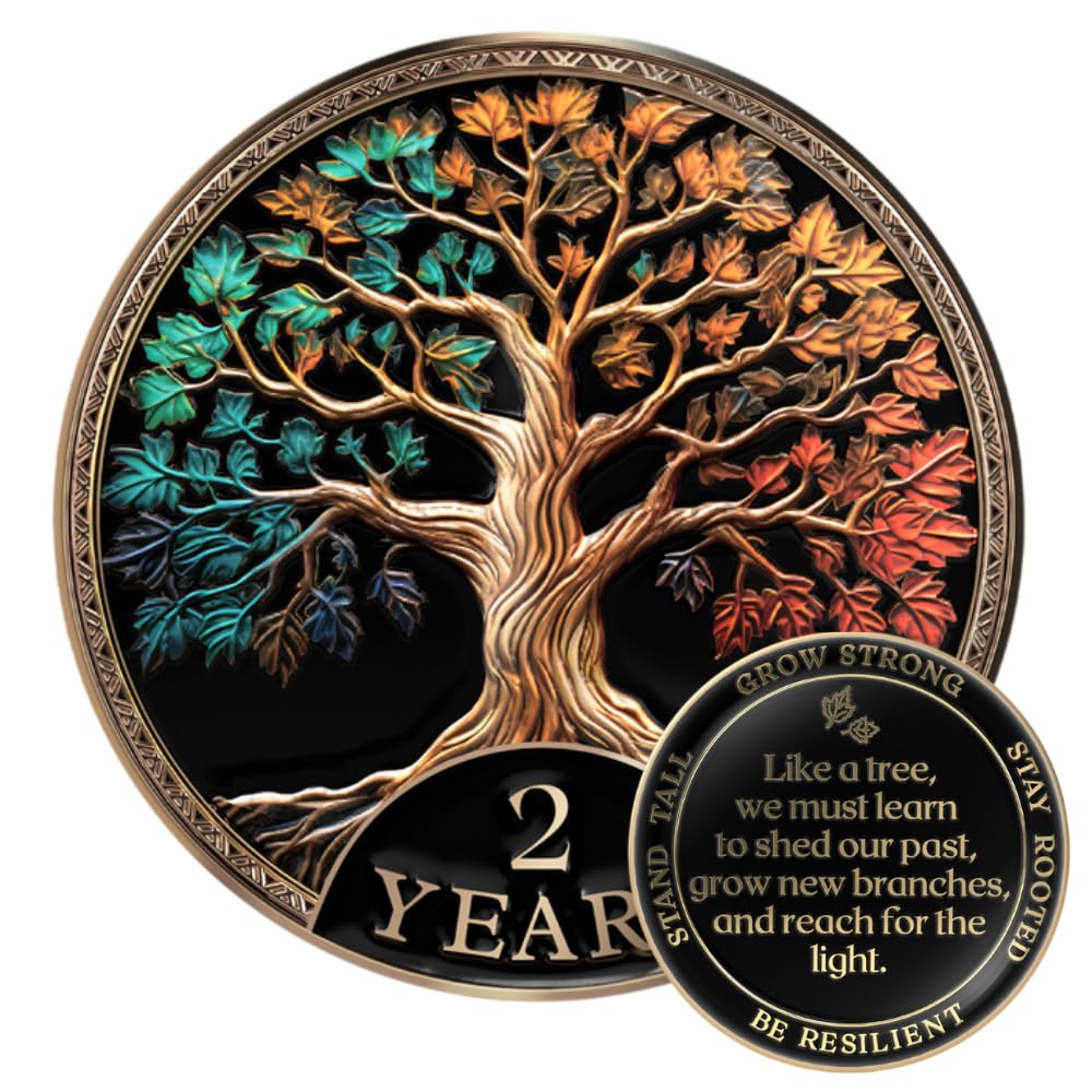 MilestoneMint 2 Year Sobriety Coin, Tree of Life, AA Coins and Medallions