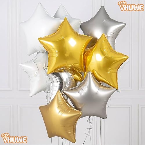 Miniatura 60 de Globos de estrella rosa de 18 pulgadas, 10 unidades de globos metálicos de aluminio de helio de Mylar en forma de estrella rosa caramelo para Globos