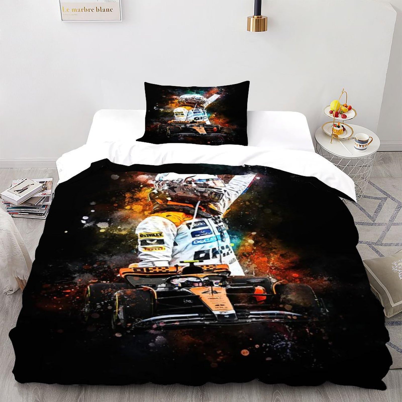 Housse de couette space theme et voiture de course en microfibre douce