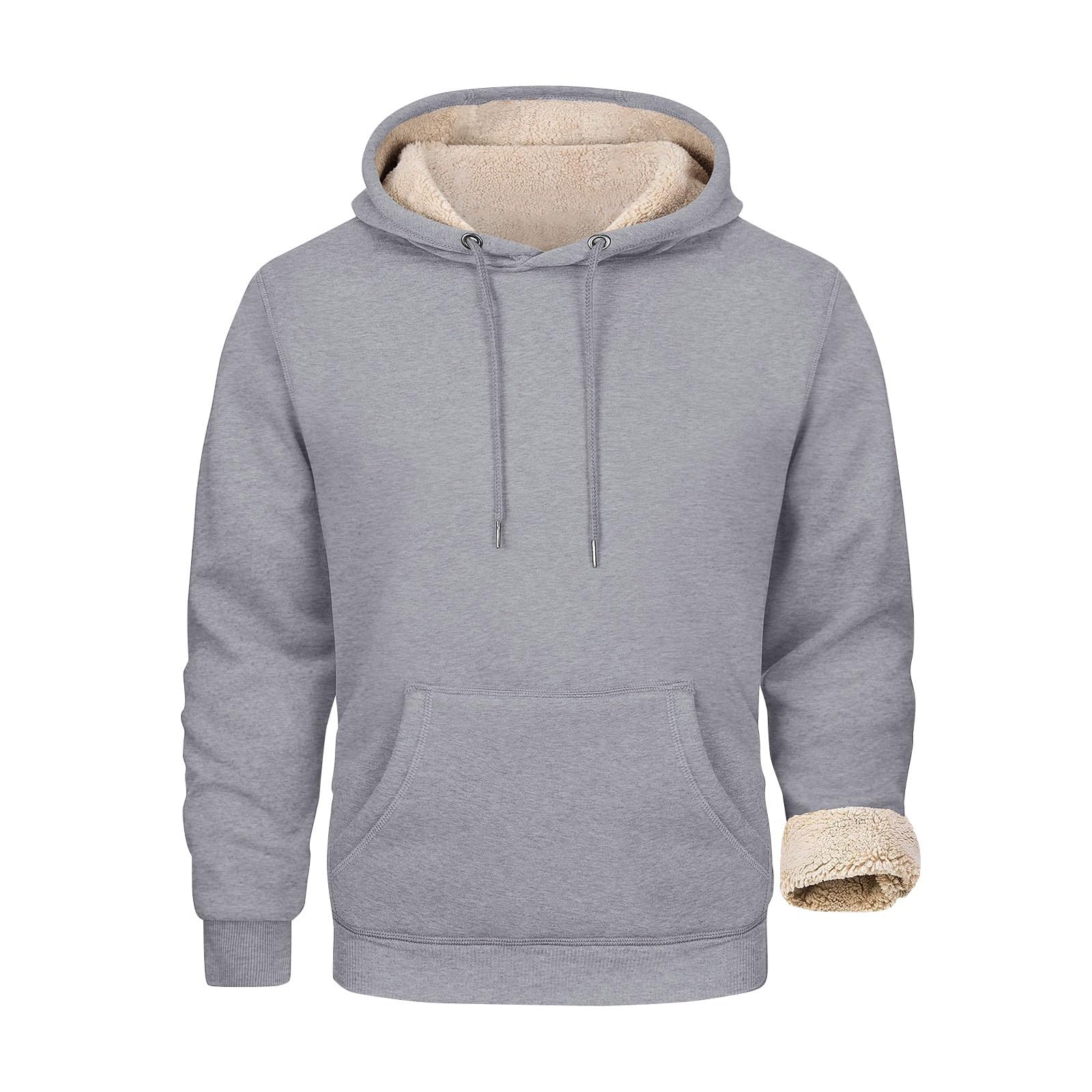 Hoodies For Men Sherpa Fleece Lined Sweatshirt Pullover Sweaters Winter Warm Hoodie With Pockets