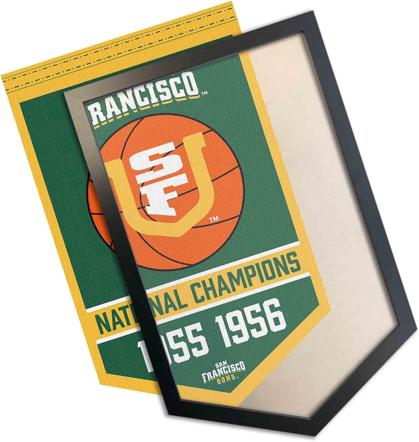 San Francisco Dons Basketball National Champions Banner and Wood Banner Frame
