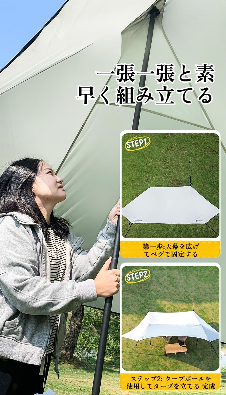 限定！[Luvian]【アウトドア】【簡単設置設計】即開き可能 UV50+防水加工 大型5-8人用タープテント 家族向け キャンプに便利