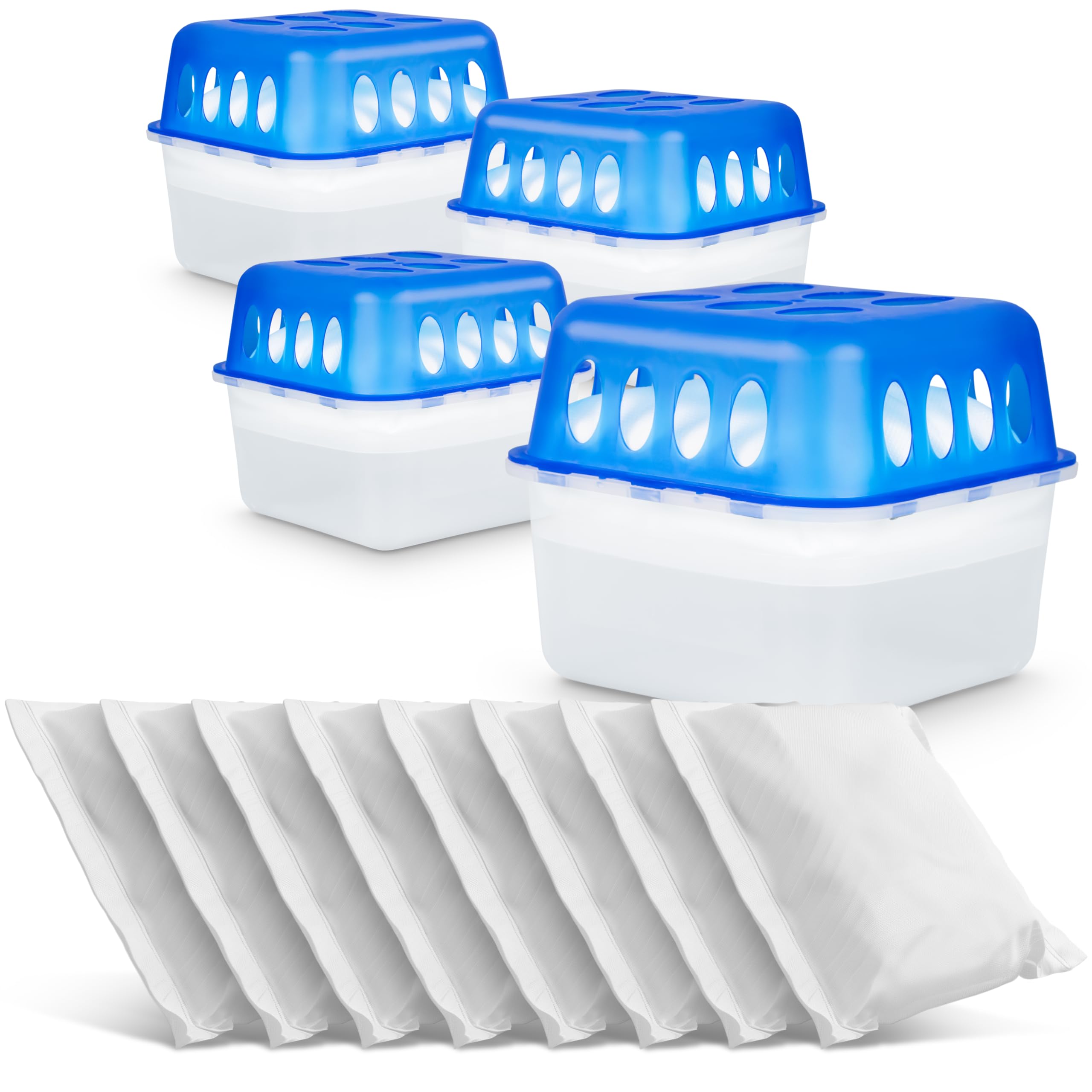 Koopmann 4X Ultra Fresh Luftentfeuchter Feuchtigkeits-Stopper mit Nachfüll-Beutel Granulat, Blau,weiß Küche, Haushalt & Wohnen