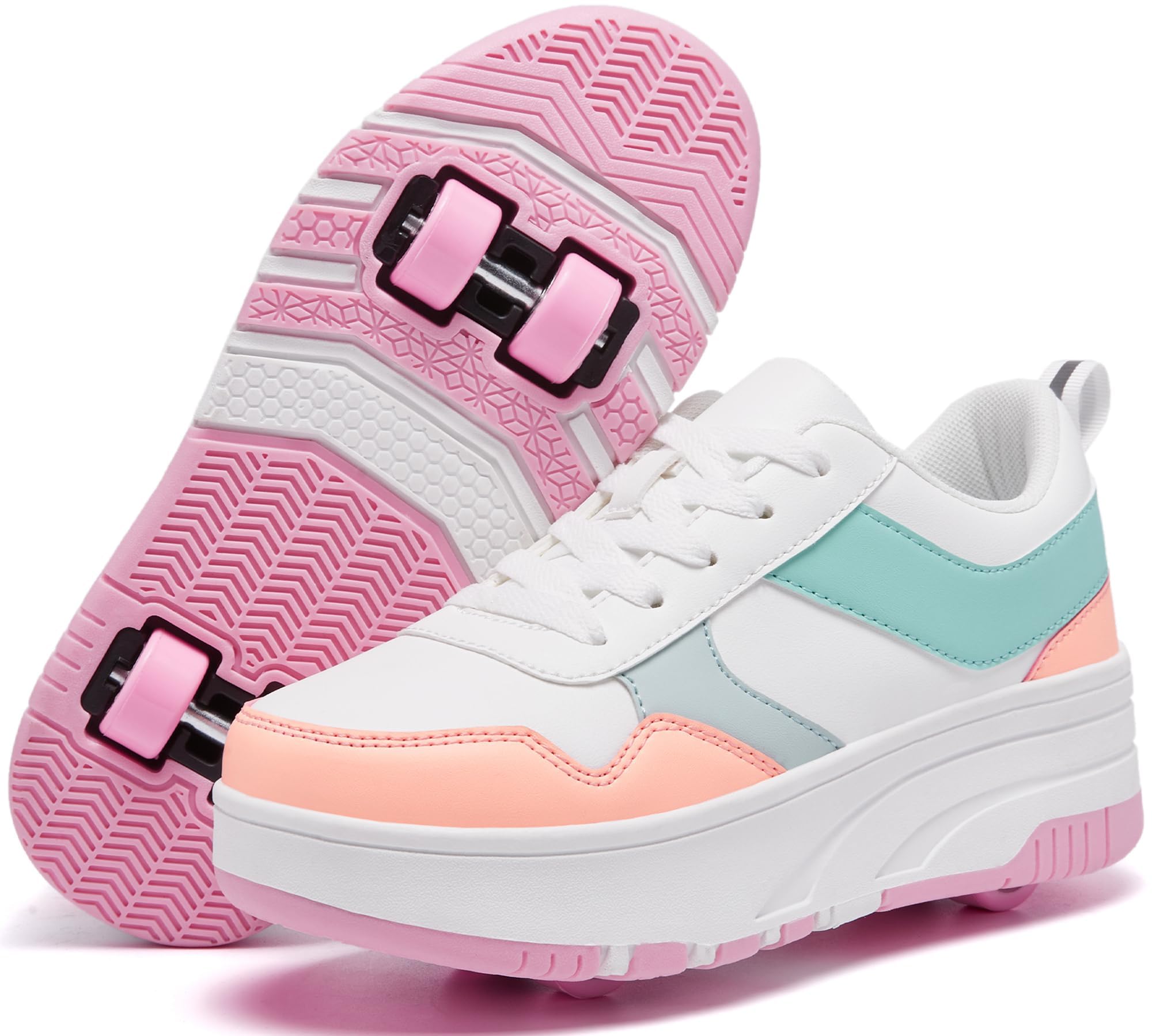ANEFUN Roller Skate Shoes for Kids Girls Boys Detachable Wheeled Fashion Sneakers