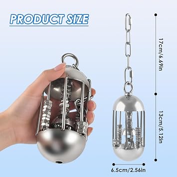 DBNESS Stainless Steel Bird Toys, Heavy-Duty Detachable Chain Chew Durable Metal Parrot Enrichment Toy for Medium to Large African Greys, Amazons, Cockatoos, Macaws