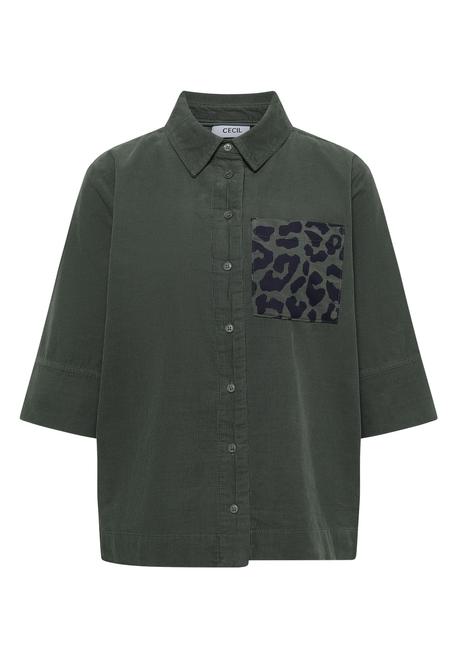 Cecil Solid Corduroy Detail Blouse