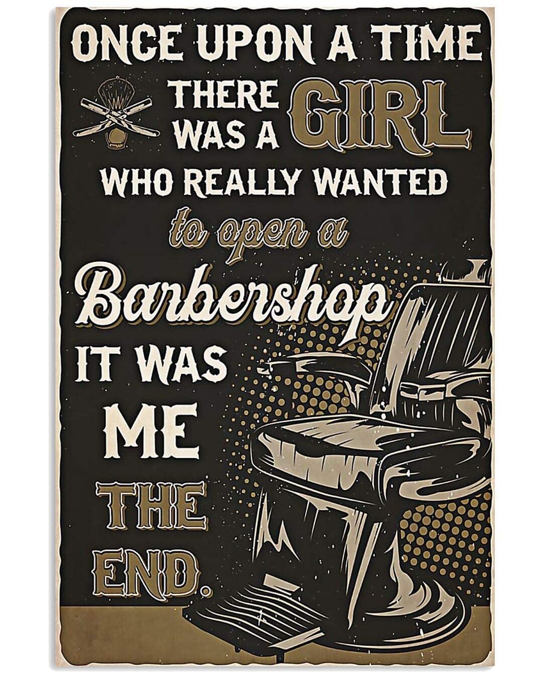 Jiufotk Girls A Really Wanted To Open A Barbershop Retro Barber Shop Metal Signs Plaque Tin Poster Barber Wall Decoration 8X12 Inches