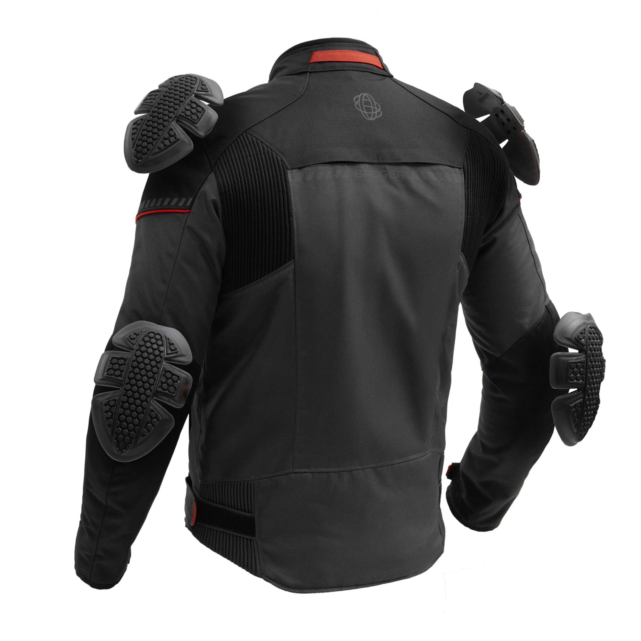 BROGER Grid Chaqueta de Moto Hombre | Textil | Protectores de codo y hombro | Membrana impermeable | Forro térmico extraíble | Nivel de protección AA | Tallas hasta 7XL