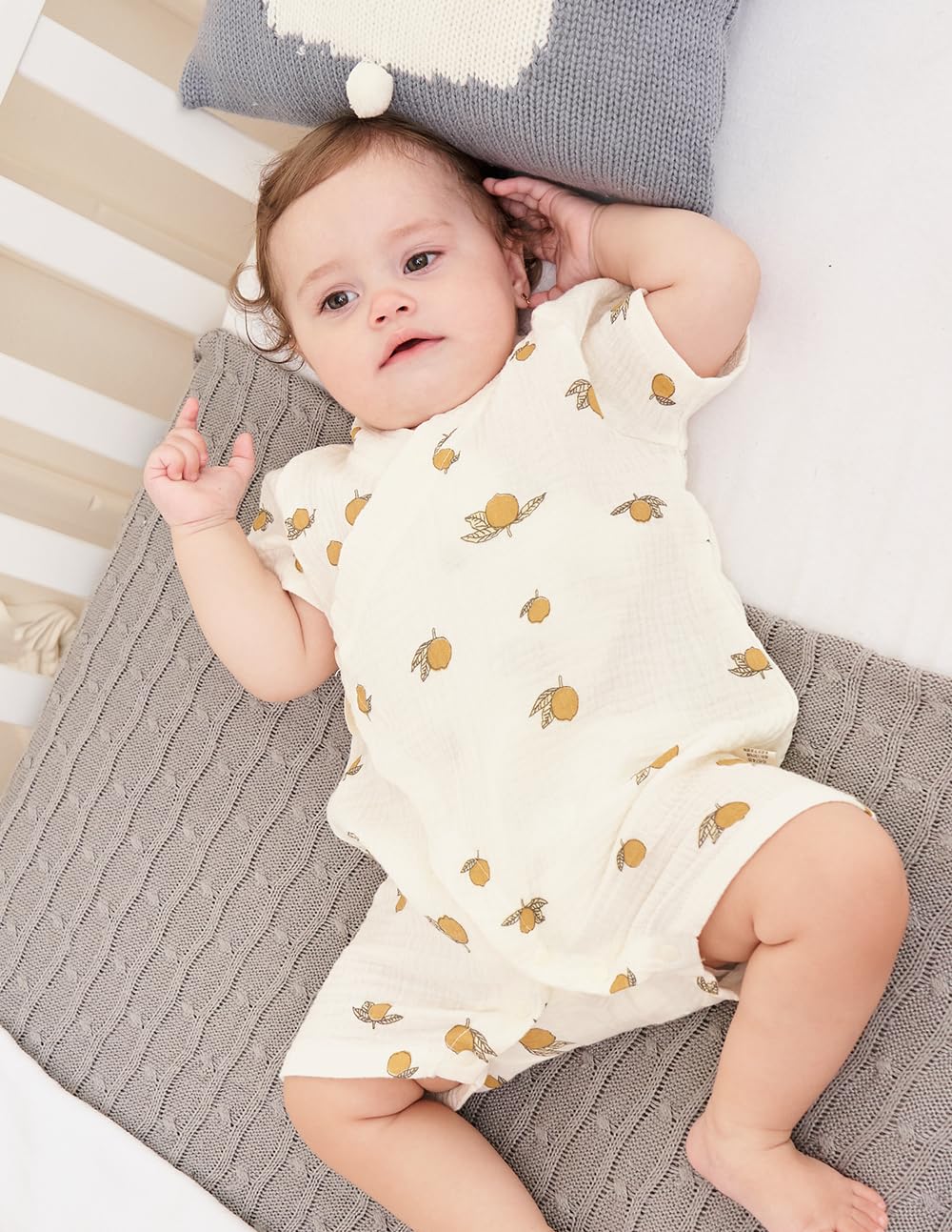 HahaNice Japanese Kimono Baby Thobe Cotton Infant Linen Romper 0-24 Months — view 5