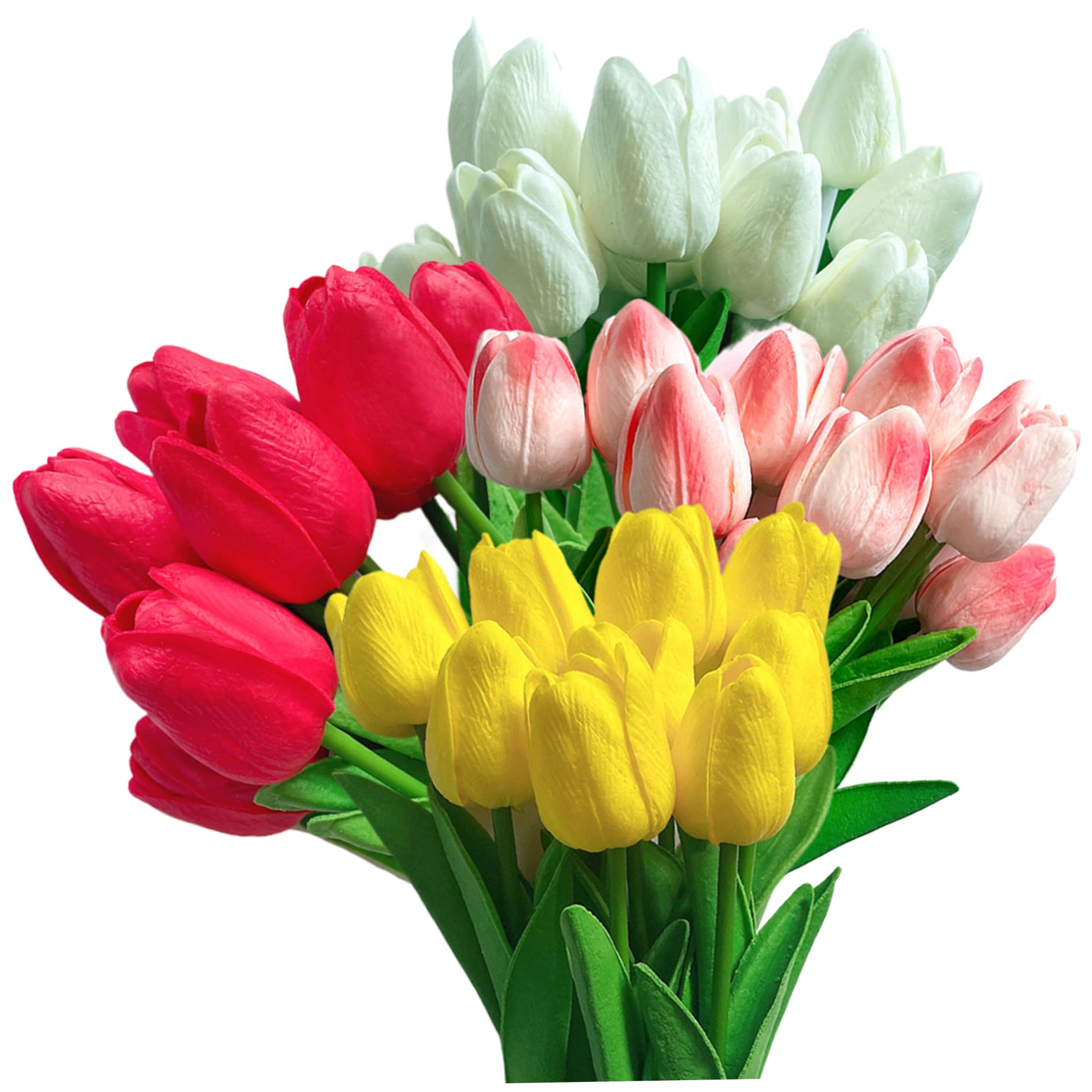 Tulipes artificielles réalistes en soie | 24 fausses fleurs de 12,2'' aux finitions soignées