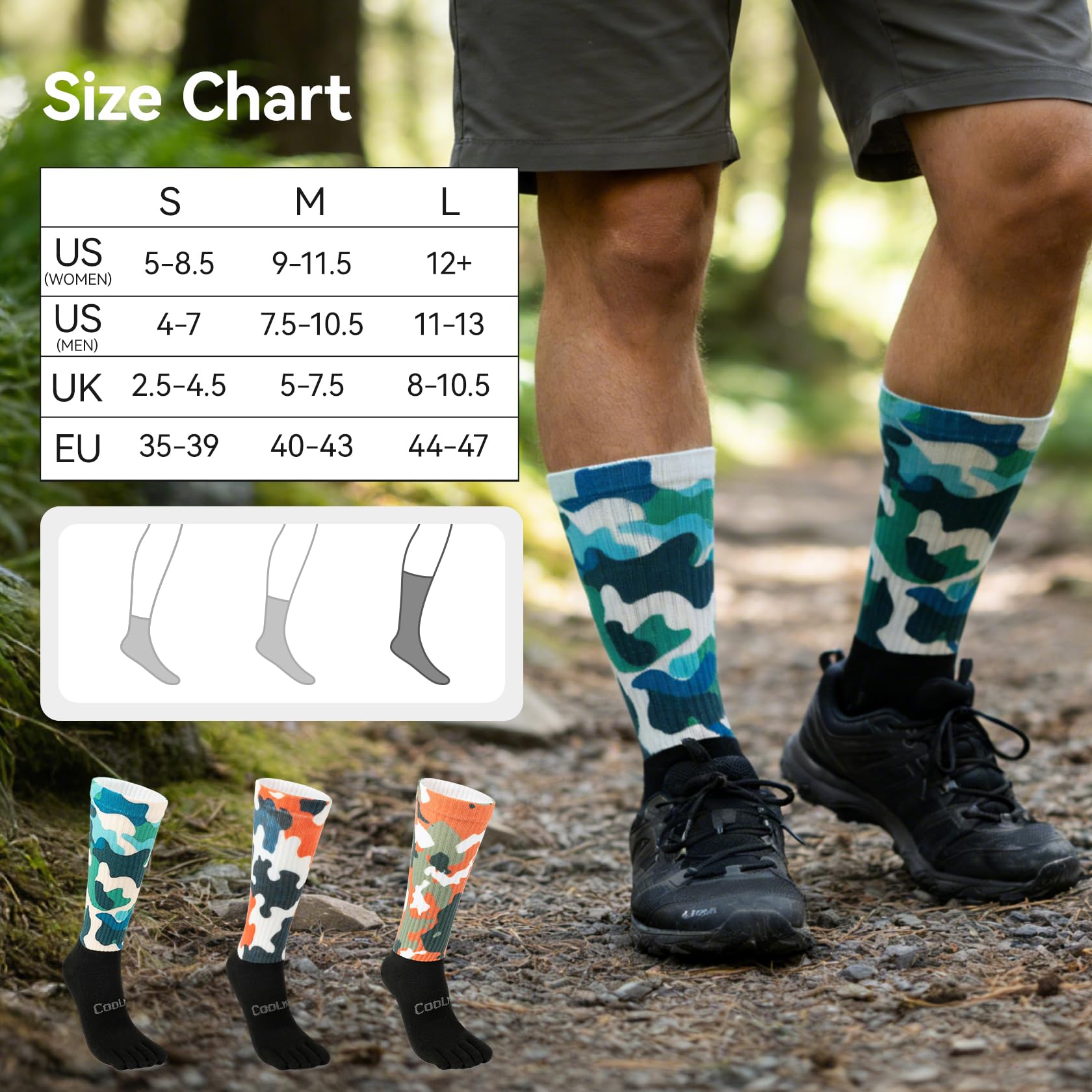 Coolmax - Calcetines de punta para mujer y hombre, antiampollas, con zona de compresión, red de malla de ventilación y soporte de arco