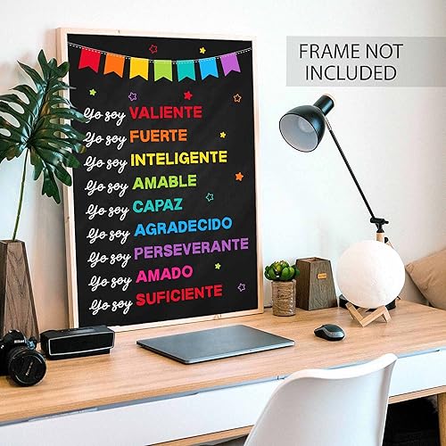 Miniatura 4 de Jinniee Yo Soy Valiente Fuerte Amado - Póster inclusivo en español, afirmaciones positivas para niños, autoestima, escuela en casa, decoración de
